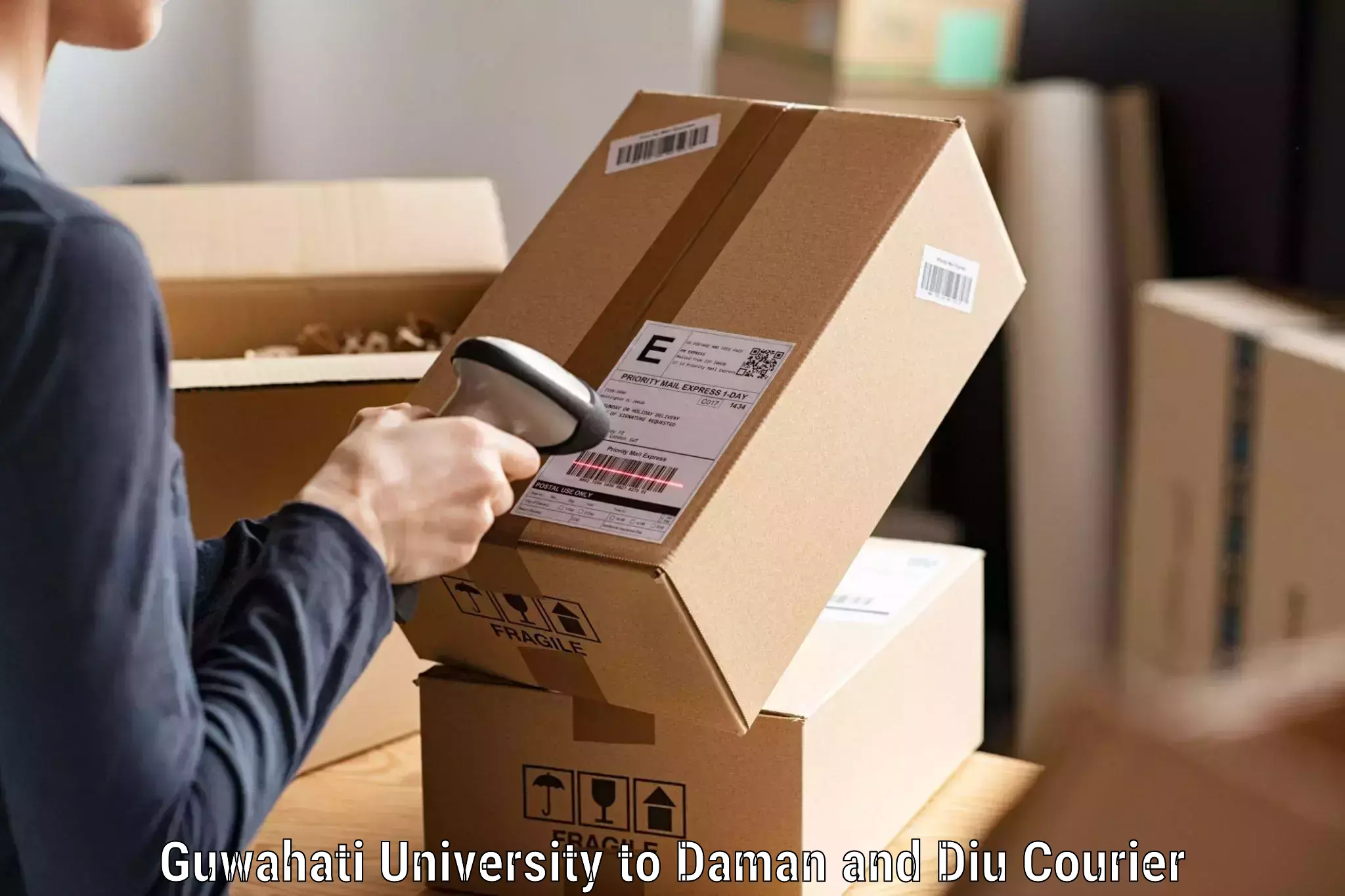 Competitive shipping rates in Guwahati University to Daman and Diu