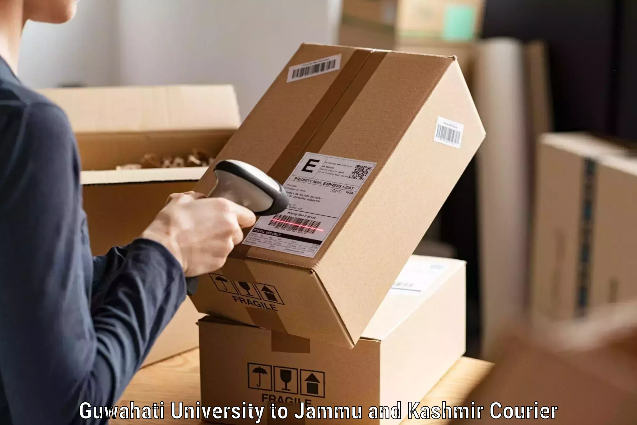 On-time shipping guarantee Guwahati University to Jammu and Kashmir