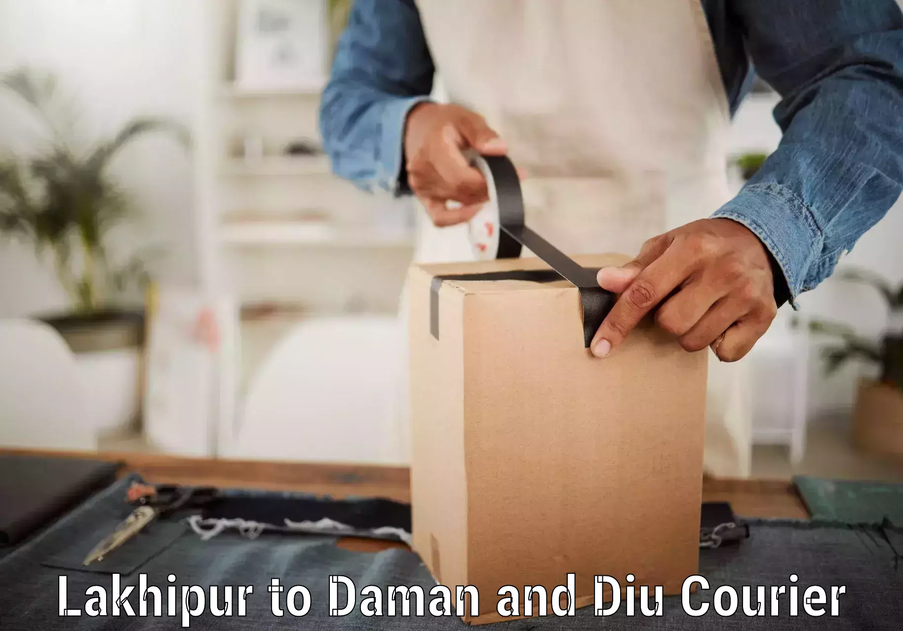 International courier networks Lakhipur to Diu