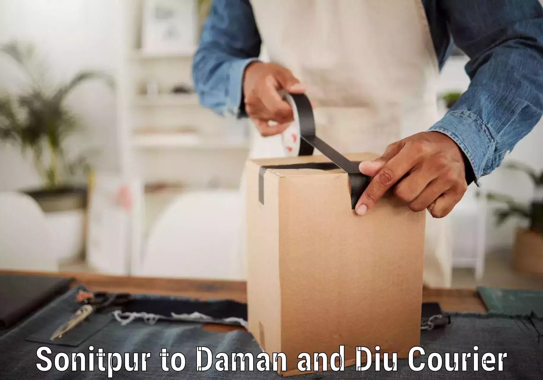 Courier service comparison Sonitpur to Diu