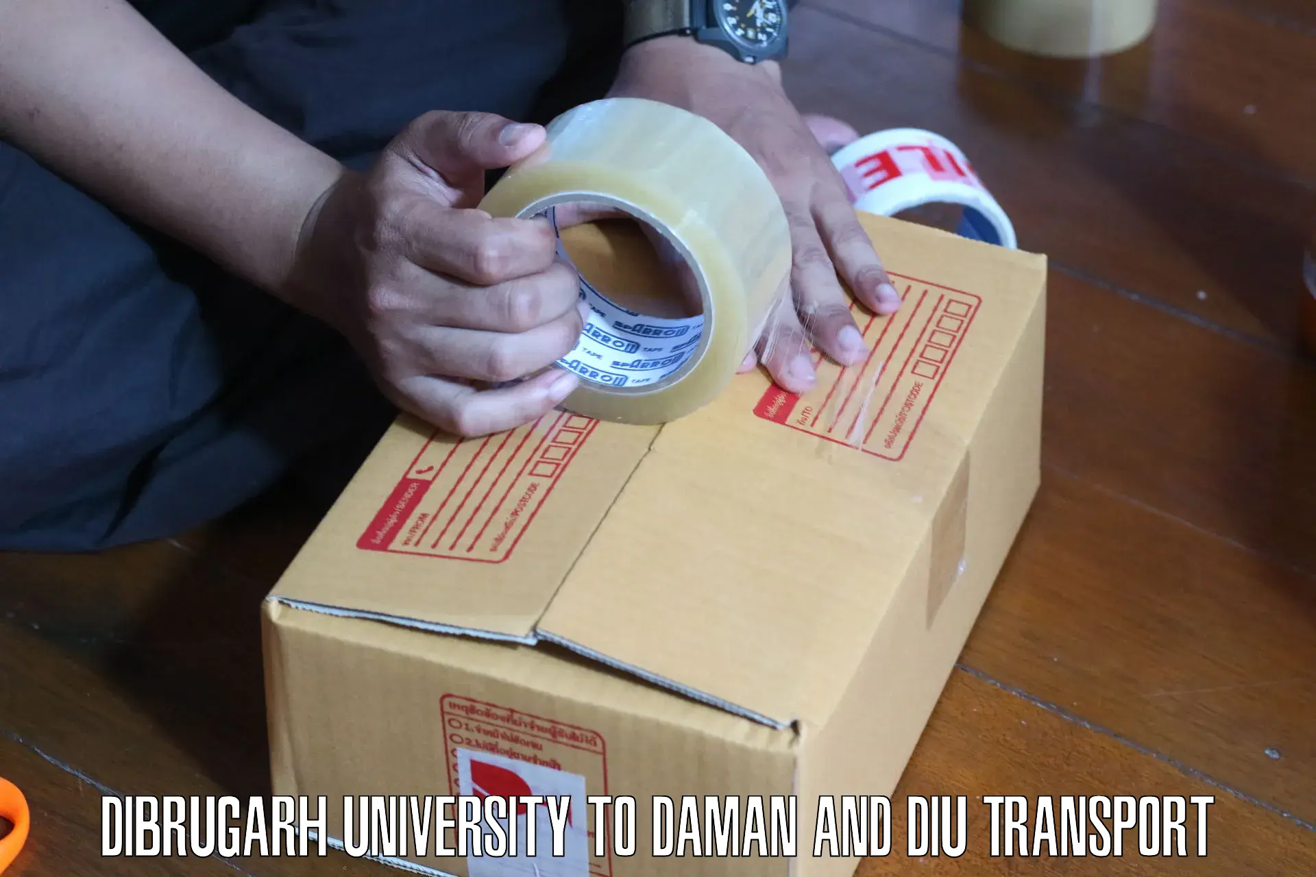 Daily parcel service transport Dibrugarh University to Daman and Diu