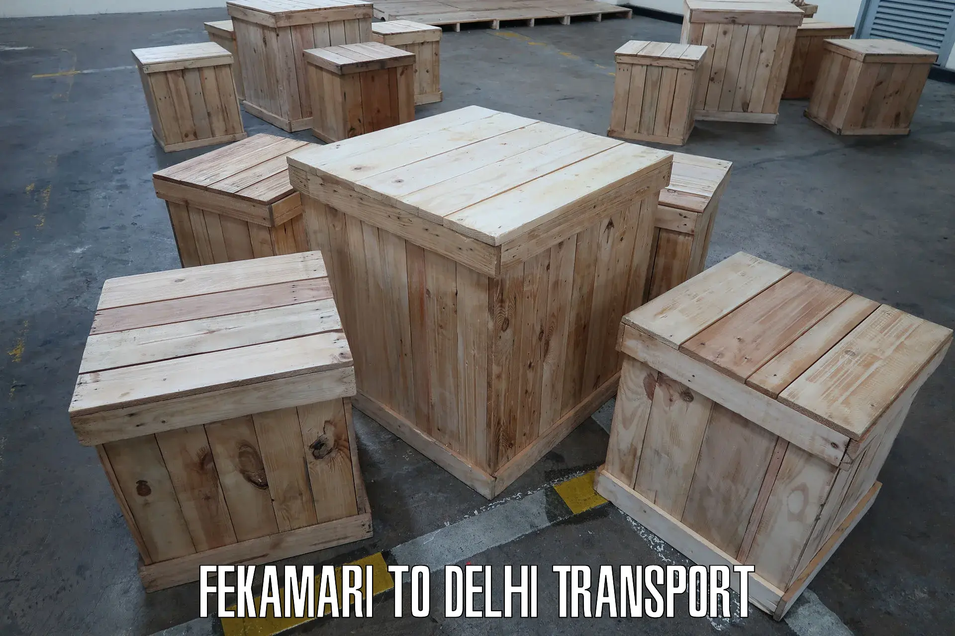 Road transport services Fekamari to East Delhi