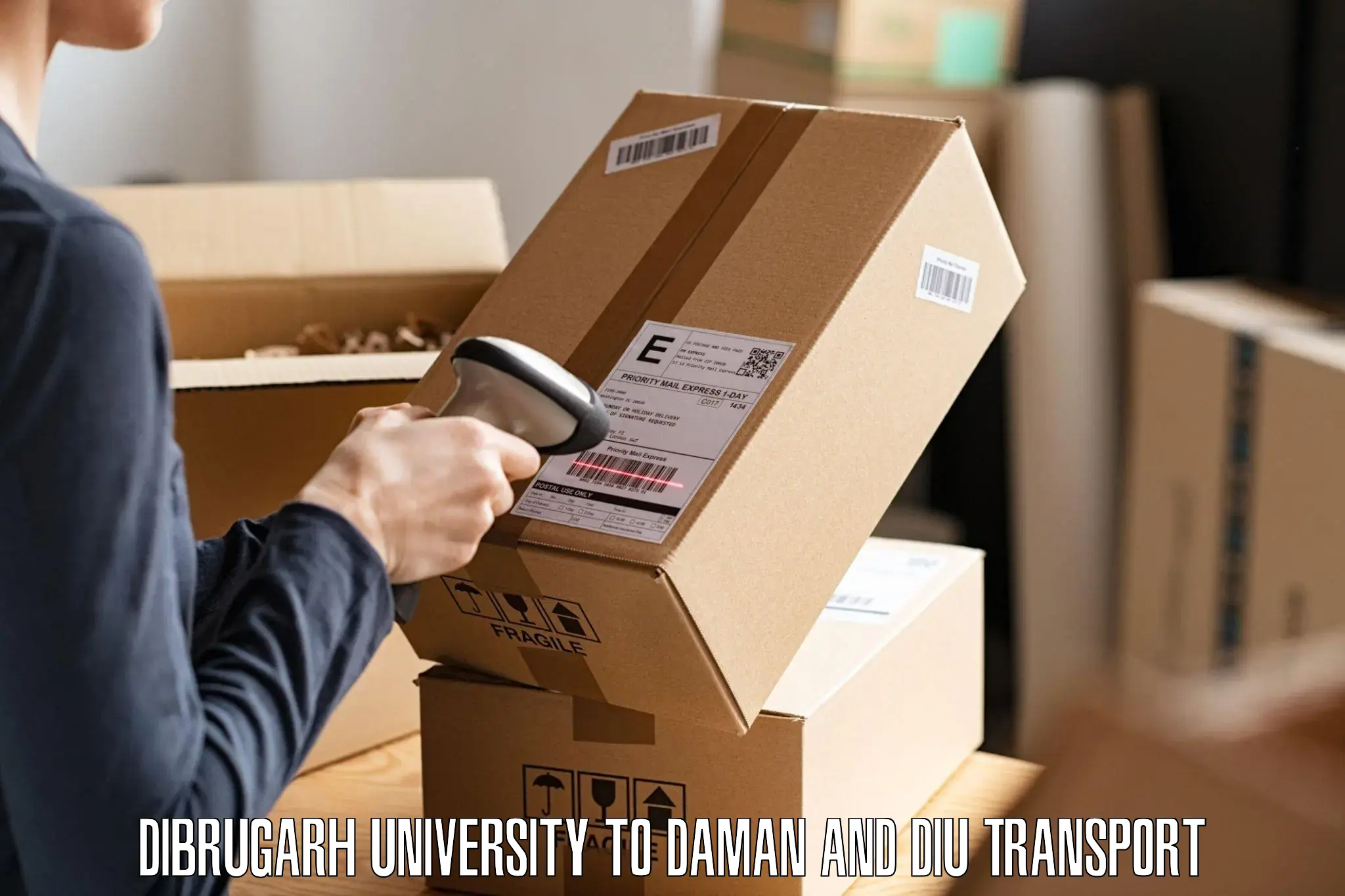 Road transport online services Dibrugarh University to Daman and Diu