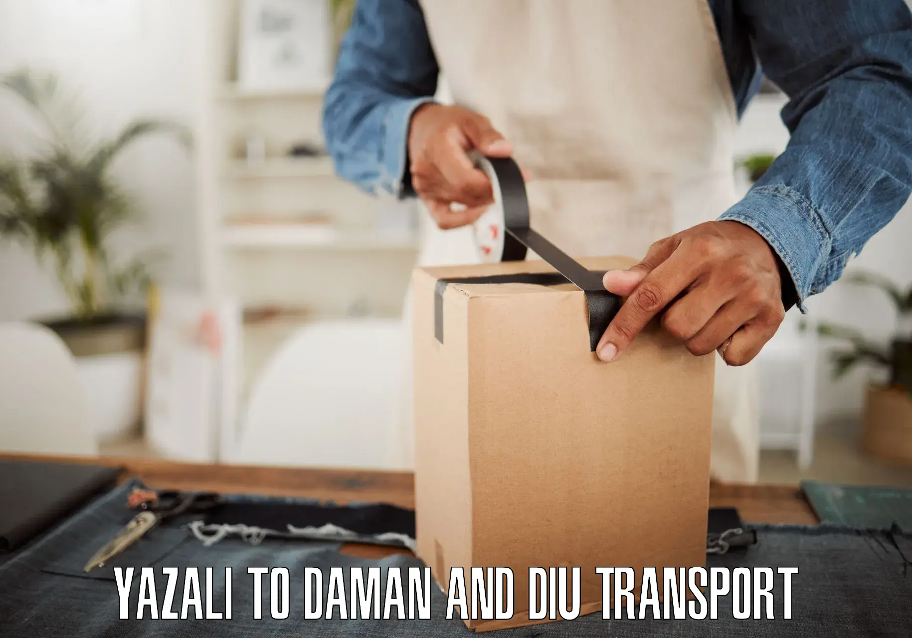 Vehicle parcel service Yazali to Diu